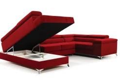 Velour Sofa & Fløyel Sofa-Theriago Hjørnesovesofa med Divan Venstre Rød