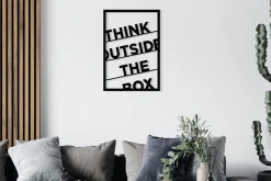 Skilt-Think Outside The Box 50 cm Veggdekor Svart