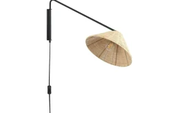 Nattbordslampe-Thirassia Vegglampe E27 Svart,Natur