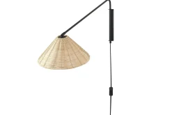 Nattbordslampe-Thirassia Vegglampe E27 Svart,Natur