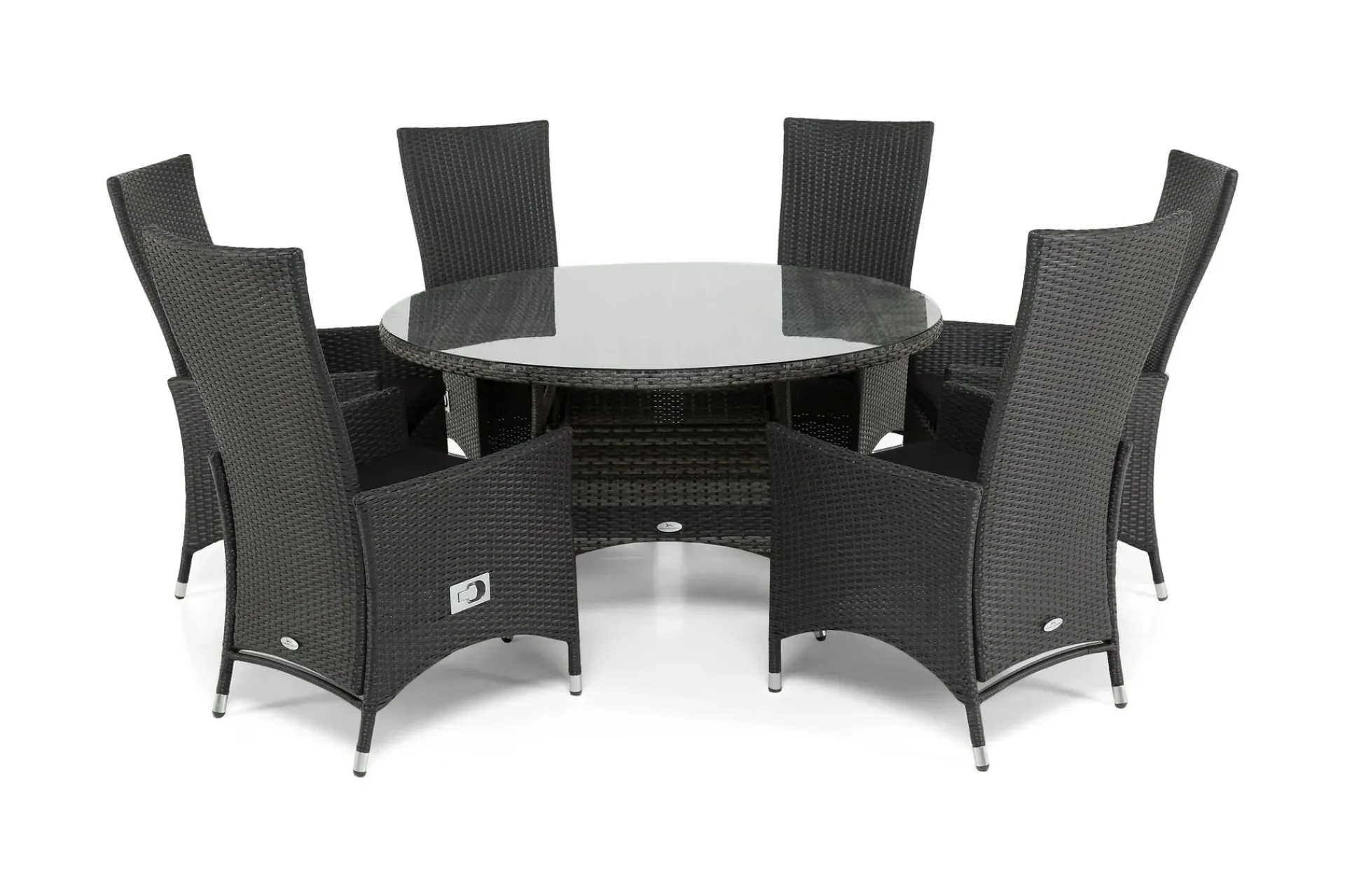 Comfort Garden Spisegrupper Hage-Thor Spisegruppe Ø140+6 Jenny Regulerbare Stoler Svart