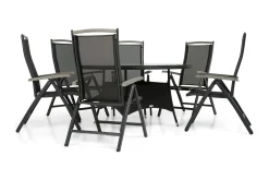 Comfort Garden Spisegrupper Hage-Thor Spisegruppe Ø140+6 Monaco Lyx Posisjonsstoler Svart,Grey