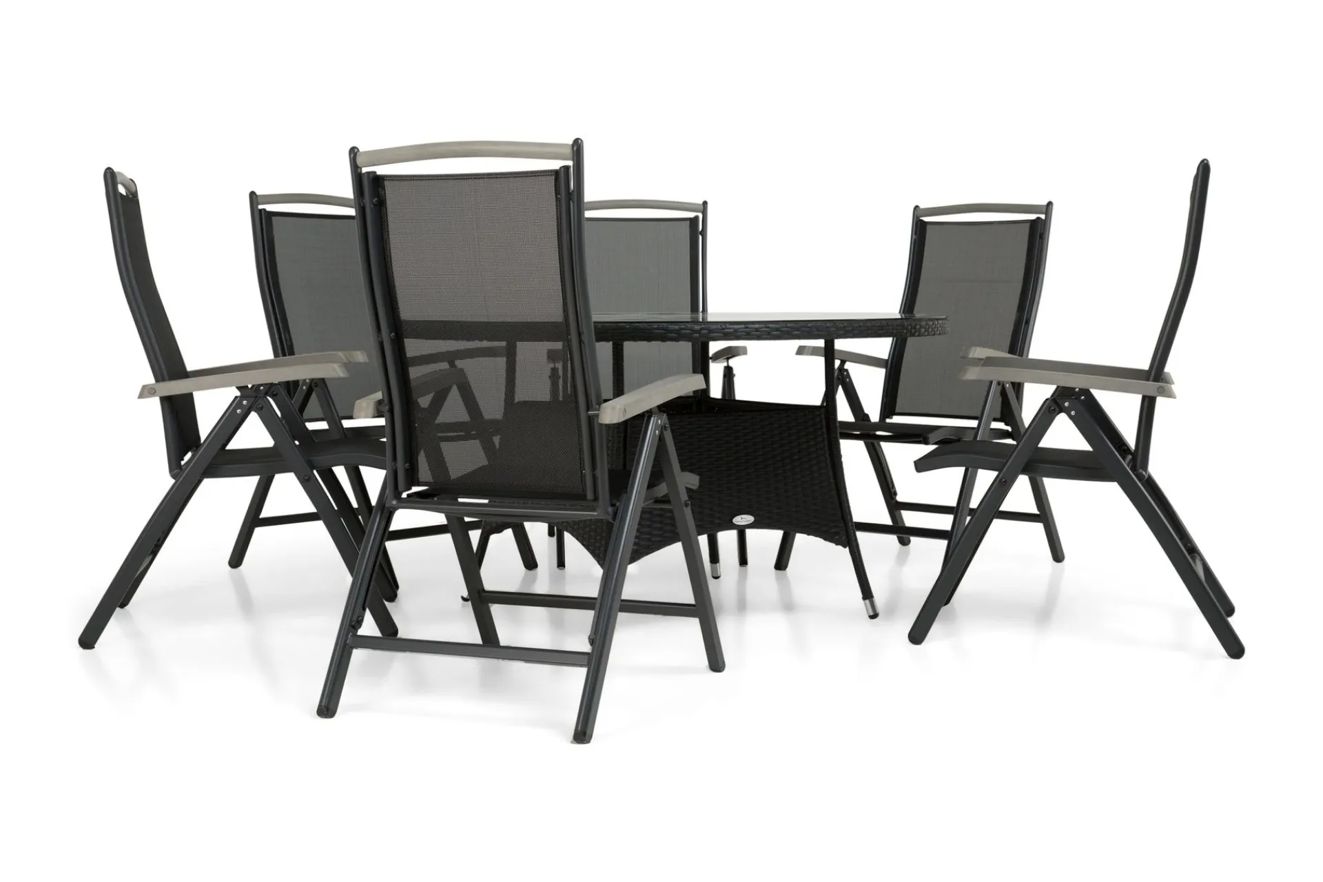 Comfort Garden Spisegrupper Hage-Thor Spisegruppe Ø140+6 Monaco Lyx Posisjonsstoler Svart,Grey