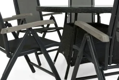 Comfort Garden Spisegrupper Hage-Thor Spisegruppe Ø140+6 Monaco Lyx Posisjonsstoler Svart,Grey