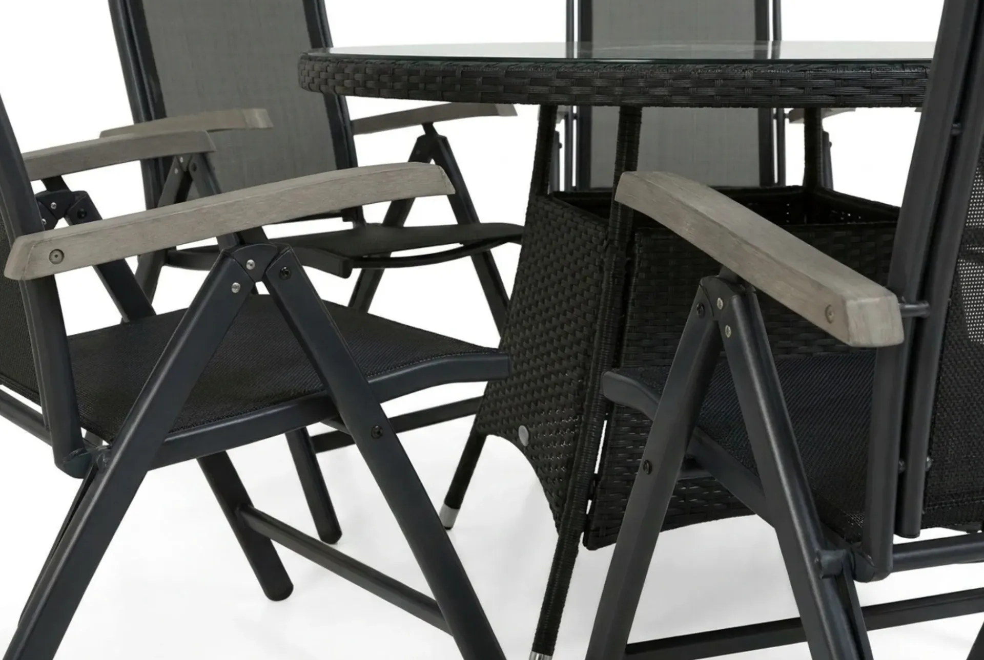 Comfort Garden Spisegrupper Hage-Thor Spisegruppe Ø140+6 Monaco Lyx Posisjonsstoler Svart,Grey
