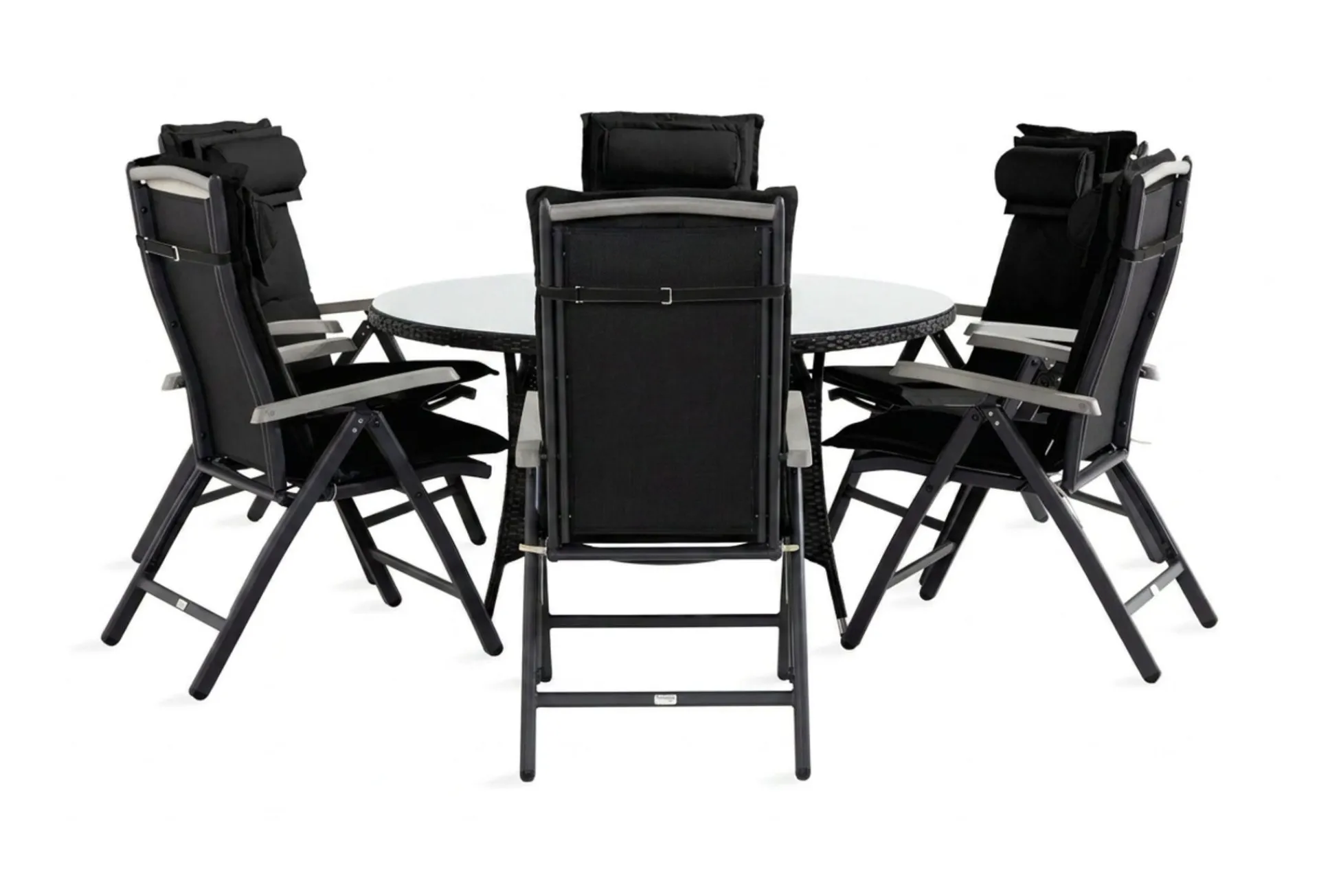 Comfort Garden Spisegrupper Hage-Thor Spisegruppe 140 Rund+6 Monaco Stoler m Pute Svart,Grey