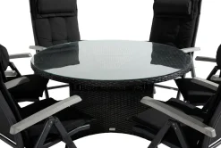 Comfort Garden Spisegrupper Hage-Thor Spisegruppe 140 Rund+6 Monaco Stoler m Pute Svart,Grey