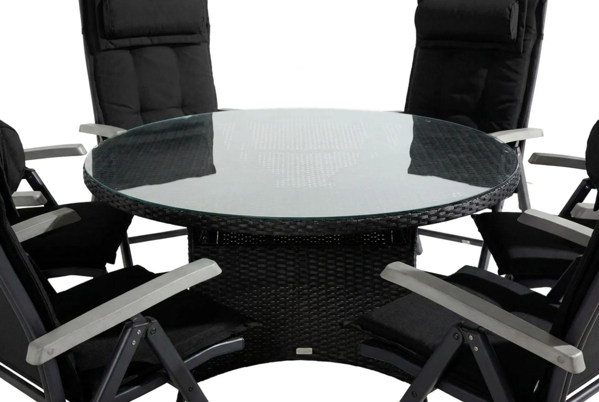 Comfort Garden Spisegrupper Hage-Thor Spisegruppe 140 Rund+6 Monaco Stoler m Pute Svart,Grey