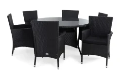 Venture Home Spisegrupper Hage-Thor Spisegruppe Ø140+6 Thor Lyx Stoler+Puter Svart
