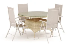Comfort Garden Spisegrupper Hage-Thor utendørs rund spisegruppe 140 cm med 4 Maggie regulerbare stoler