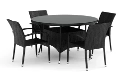 Comfort Garden Thor utendørs rund spisegruppe 140 cm med 4 Thor Light utefåtøljer