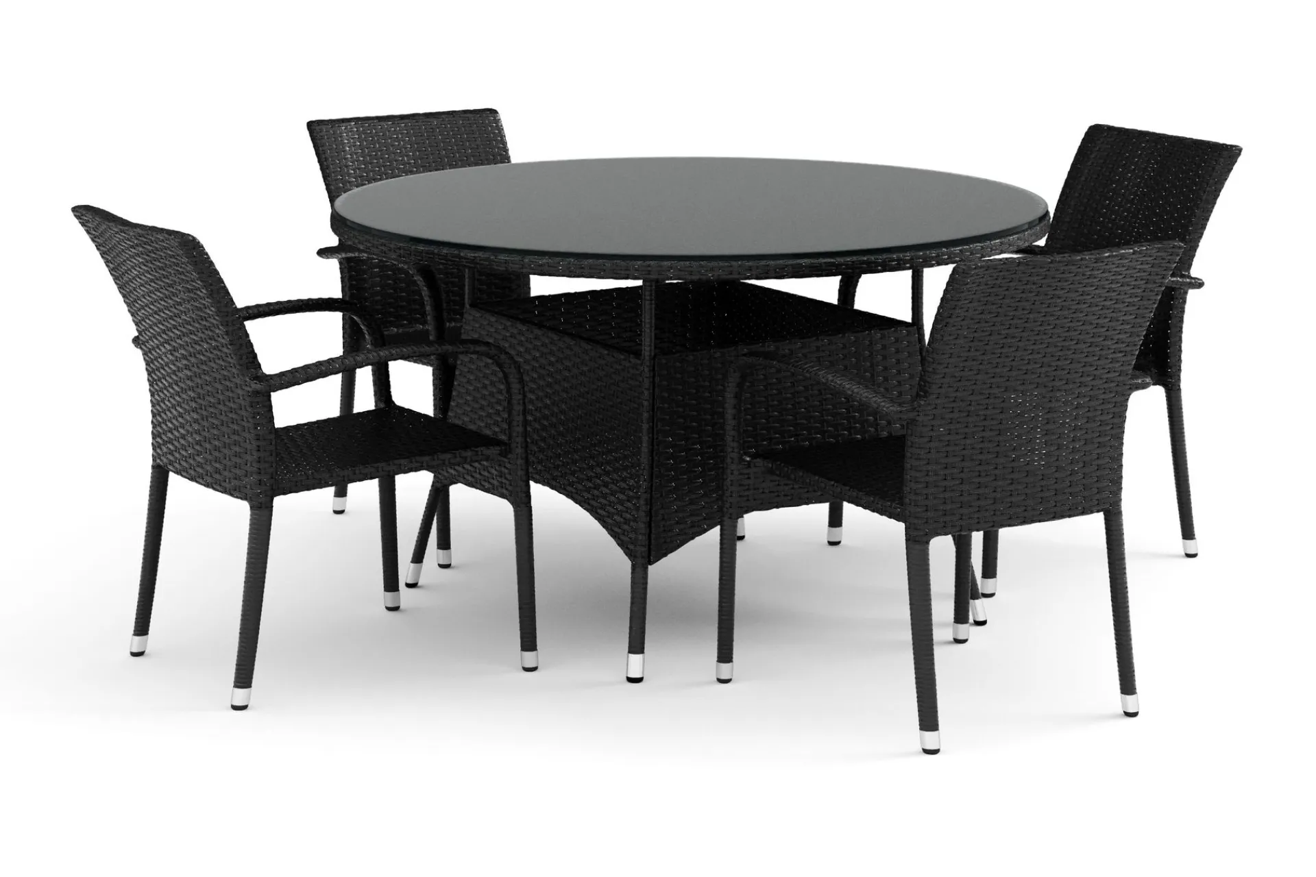 Comfort Garden Thor utendørs rund spisegruppe 140 cm med 4 Thor Light utefåtøljer