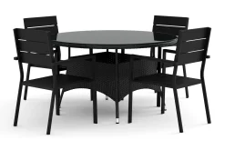Comfort Garden Spisegrupper Hage-Thor utendørs rund spisegruppe 140 cm med 4 Tunis stablestoler