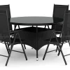 Comfort Garden Spisegrupper Hage-Thor utendørs rund spisegruppe 140 cm med 4 regulerbare stoler