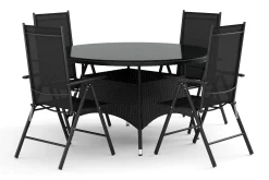 Comfort Garden Spisegrupper Hage-Thor utendørs rund spisegruppe 140 cm med 4 regulerbare stoler