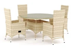 Comfort Garden Thor utendørs rund spisegruppe 140 cm med 4 Jenny spisestoler