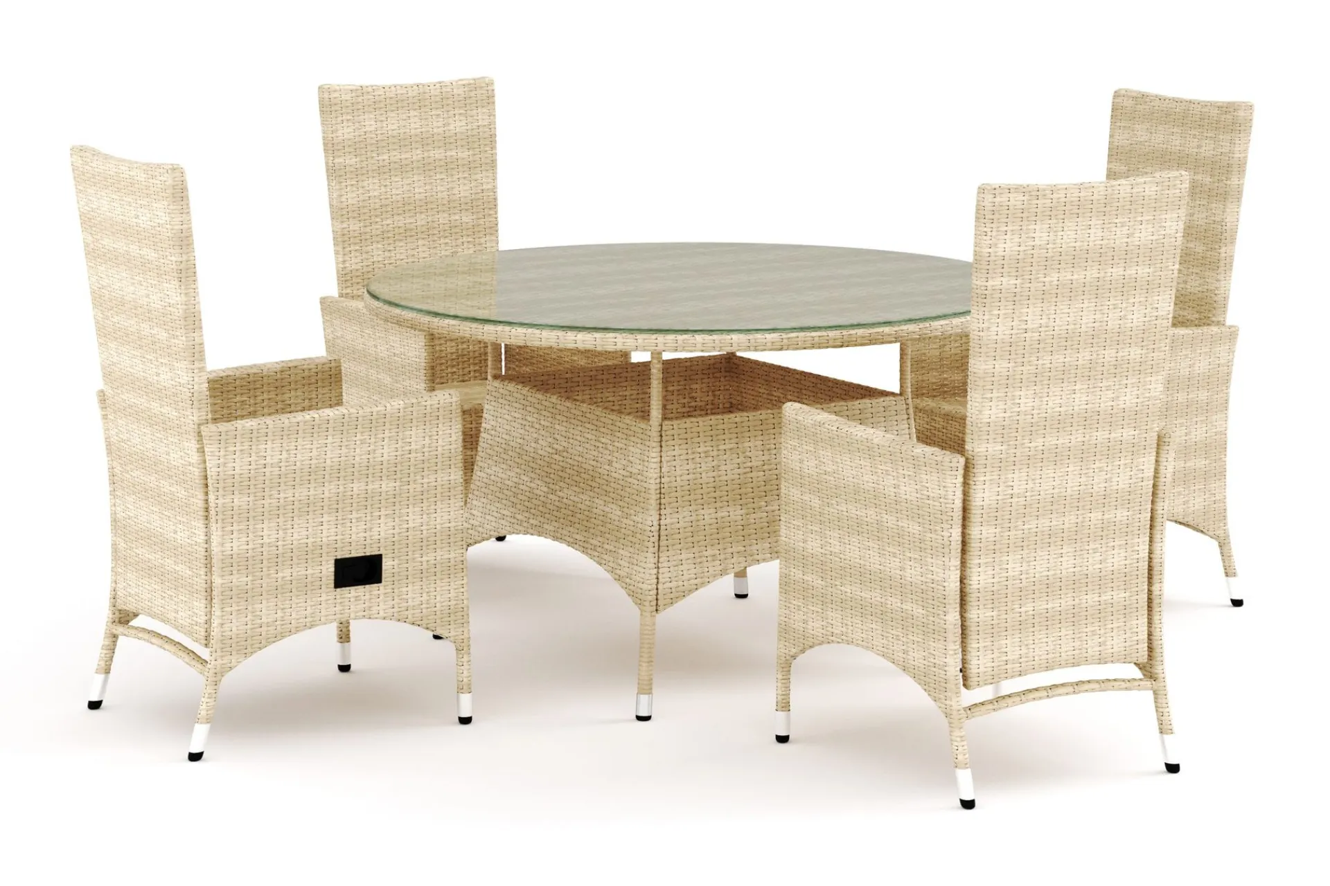 Comfort Garden Thor utendørs rund spisegruppe 140 cm med 4 Jenny spisestoler