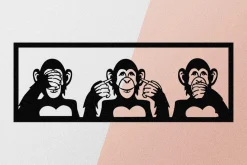 Skilt-Three Monkeys L Veggdekor Svart