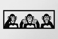 Skilt-Three Monkeys L Veggdekor Svart