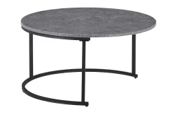 Basic Home Gangbord|Avlastningsbord-Thyra Settbord Rundt 90 cm 2 bord Grå/Svart