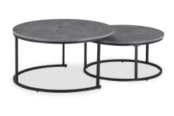 Basic Home Gangbord|Avlastningsbord-Thyra Settbord Rundt 90 cm 2 bord Grå/Svart