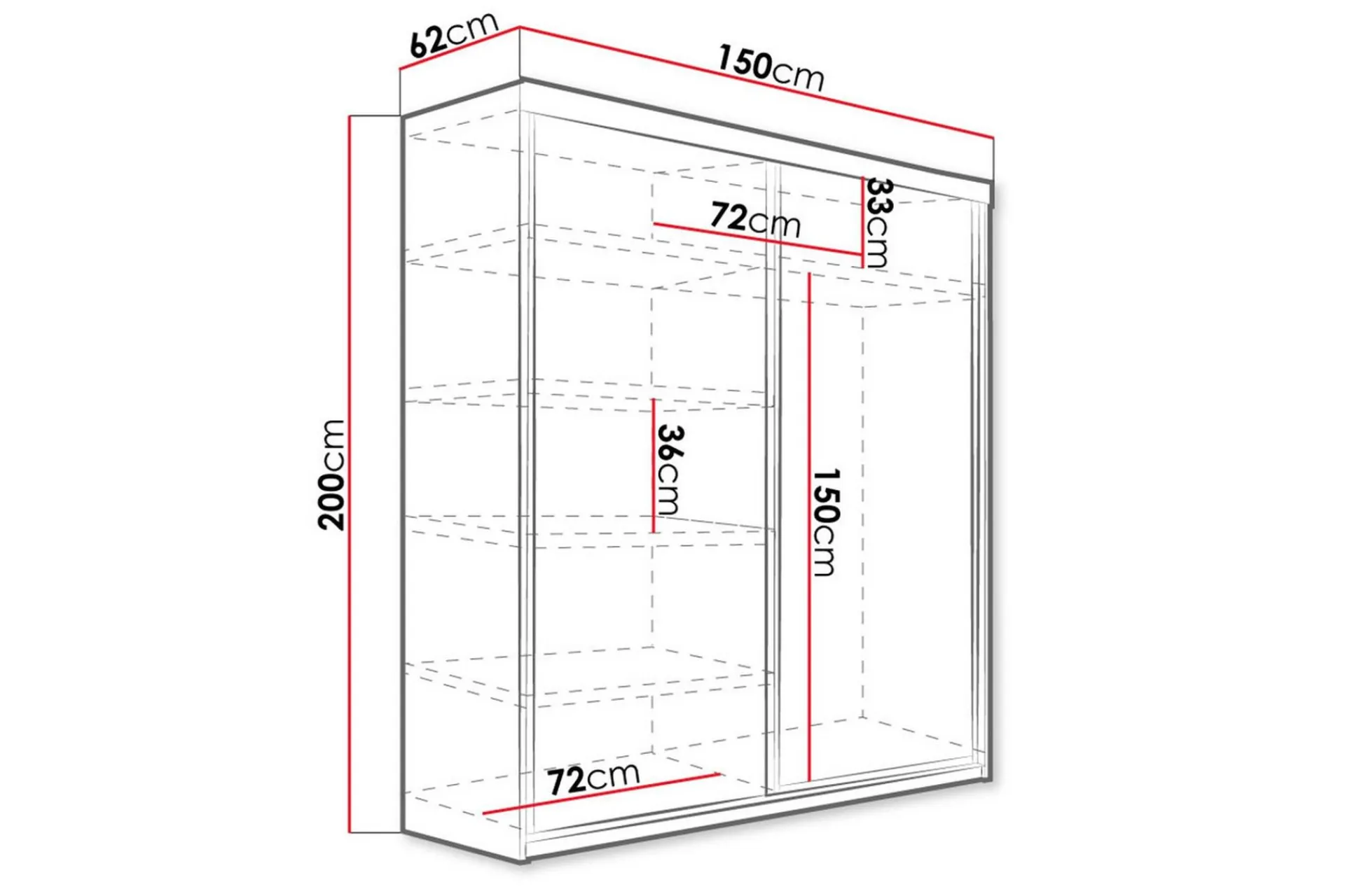 Garderober & Garderobesystem-Top Garderobe 62x150 cm Mørkt asketre