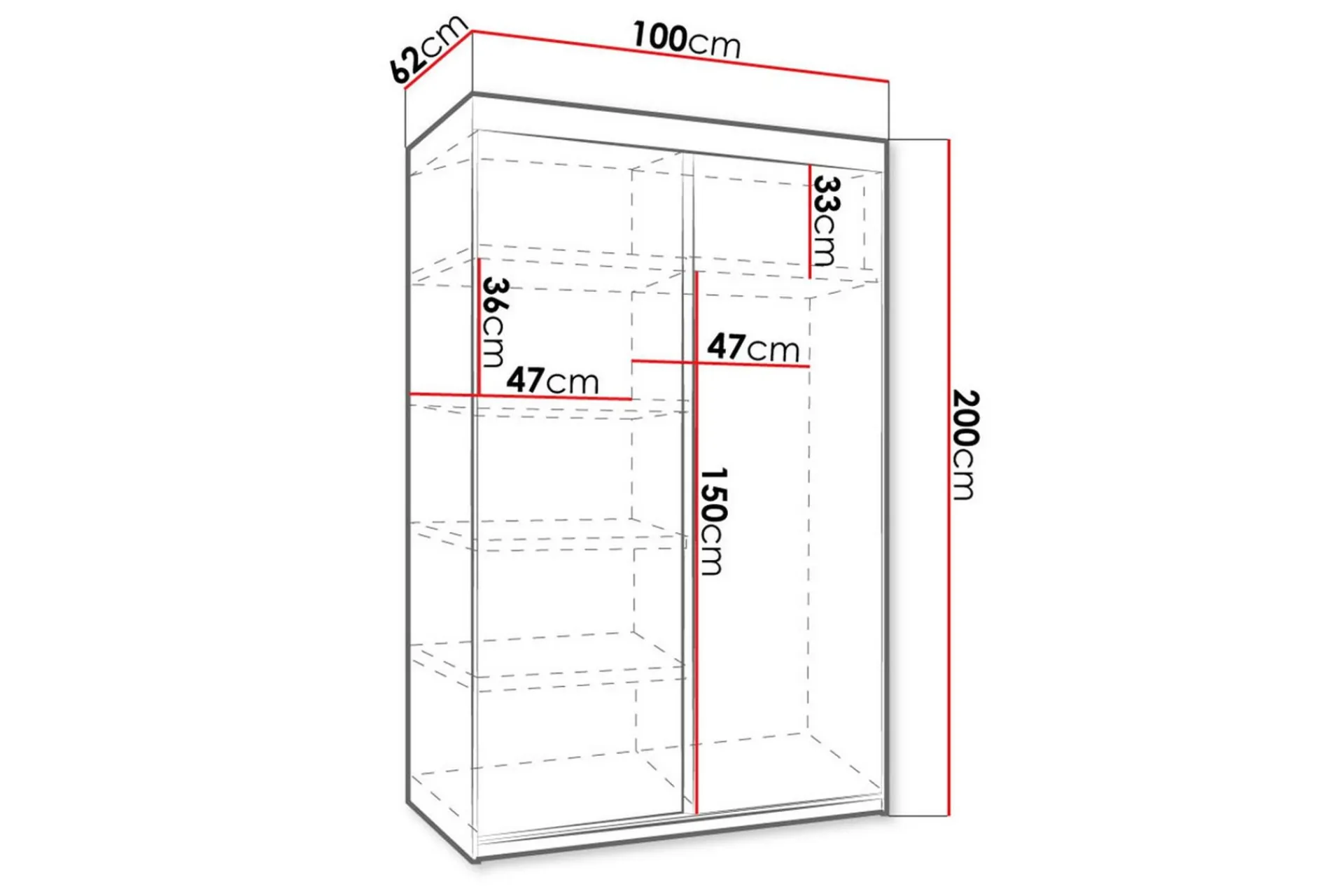Top Garderobe 100x62x200 cm