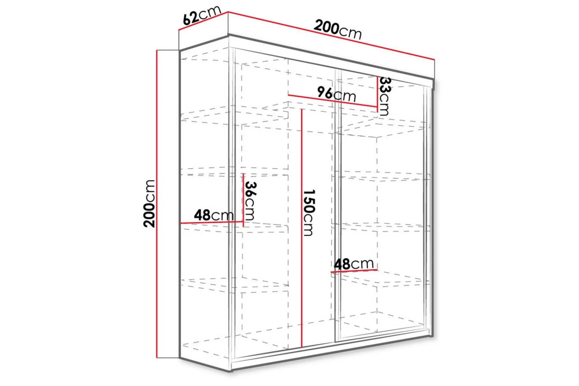 Garderober & Garderobesystem-Top Garderobe 200x62x200 cm Eik