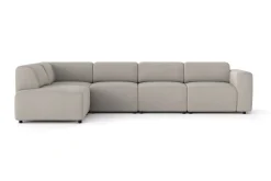 Sofa Med Sjeselong-Torvasen 5-seters sofa med divan venstre i stoff Lysegrå