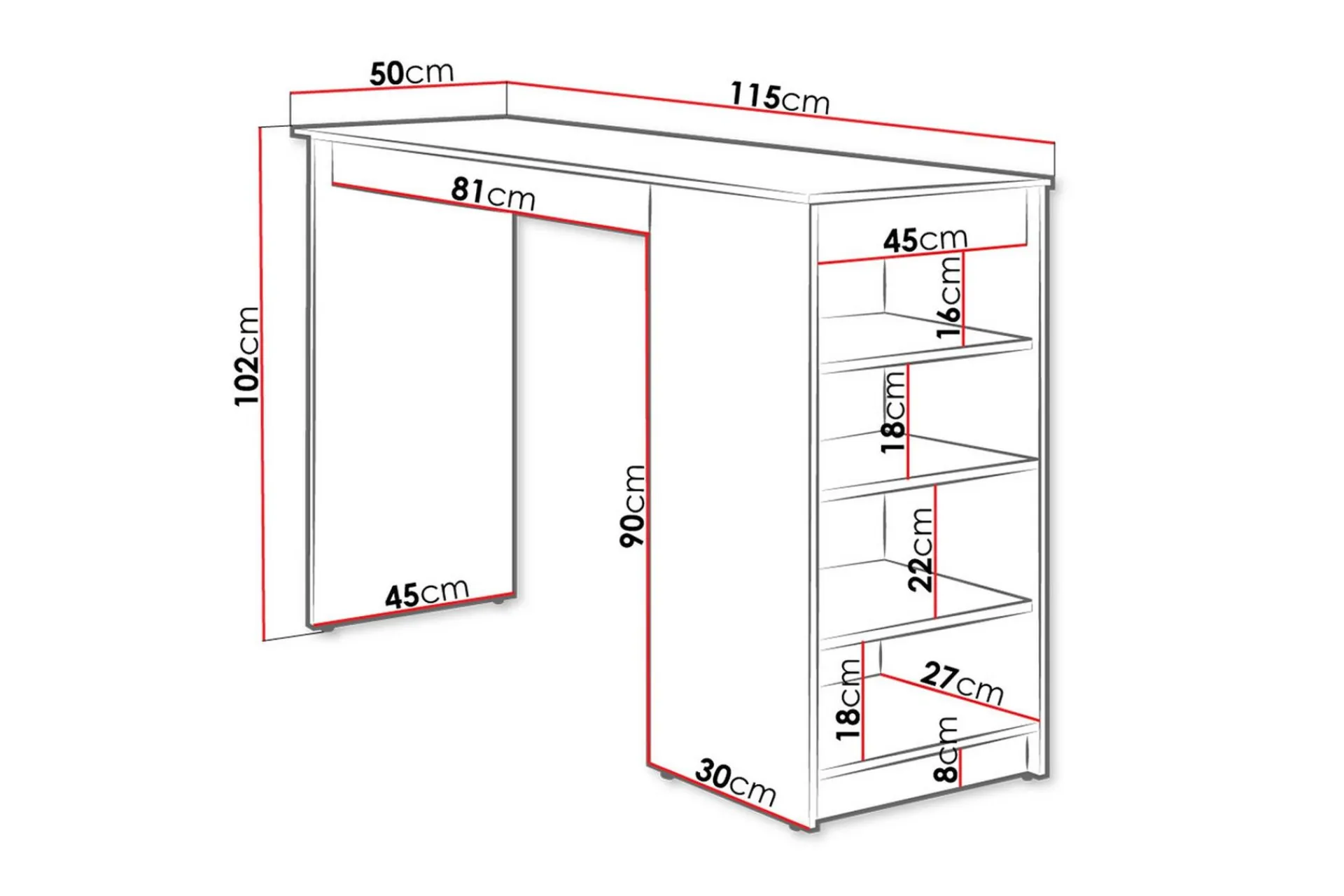 Torvik Barbord 50x115 cm