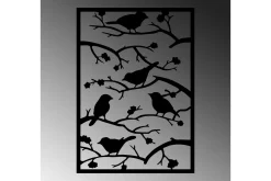 Skilt-Tree Branch Birds Veggdekor Svart