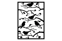 Skilt-Tree Branch Birds Veggdekor Svart