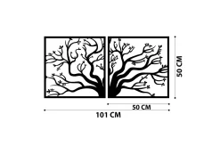 Skilt-Tree Metal Decor Veggdekor Svart