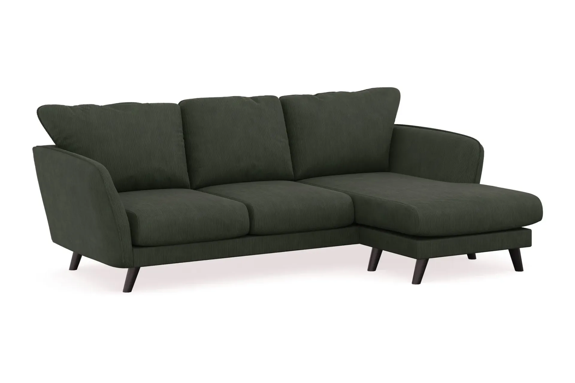 Scandi Days Sofa Med Sjeselong-Trend Lyx 3-seters Høyrevendt L-formet Sjeselongsofa i Manchester Mørkegrønn