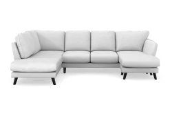 Scandi Days U-Sofa-Trend Lyx 4-seters Høyrevendt U-formet Sofa med Divan og Sjeselong i Stoff Lysegrå