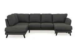 Scandi Days U-Sofa-Trend Lyx 4-seters Høyrevendt U-formet Sofa med Divan og Sjeselong i Manchester Mørkegrå