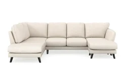 Scandi Days U-Sofa-Trend Lyx 4-seters Høyrevendt U-formet Sofa med Divan og Sjeselong i Stoff Beige