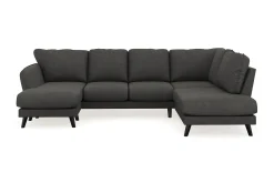 Scandi Days U-Sofa-Trend Lyx 4-seters Venstrevendt U-formet Sofa med Divan og Sjeselong i Manchester Mørkegrå
