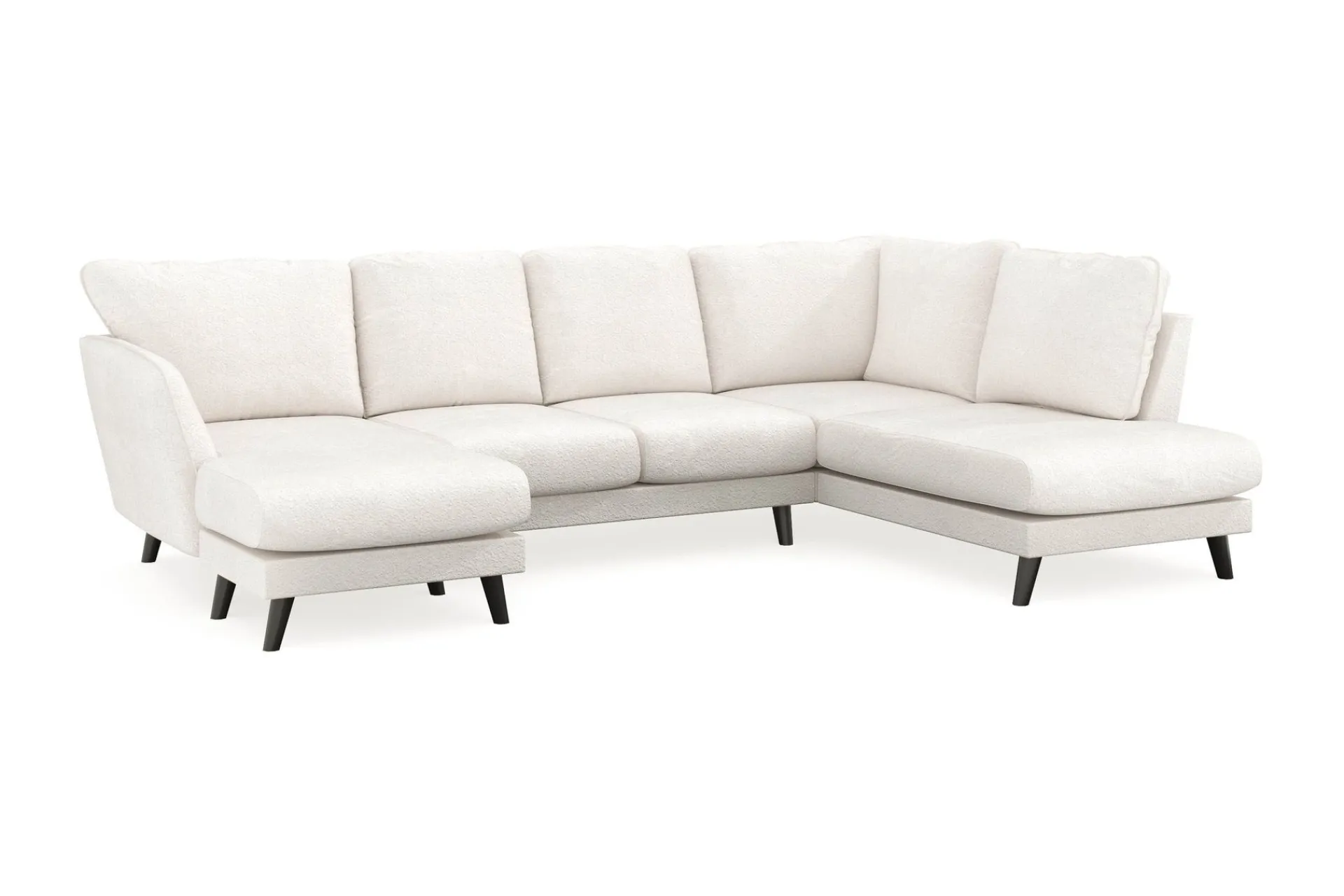 Scandi Days U-Sofa-Trend Lyx 4-seters Venstrevendt U-formet Sofa med Divan og Sjeselong i Bouclé Hvit