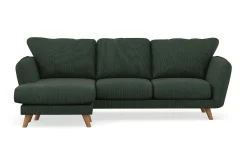 Scandi Days Sofa Med Sjeselong-Trend Lyx 3-seters Venstrevendt L-formet Sjeselongsofa i Manchester Mørkegrønn