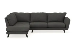 Scandi Days Sofa Med Sjeselong-Trend Lyx 4-seters Venstrevendt L-formet Sjeselongsofa i Manchester Mørkegrå