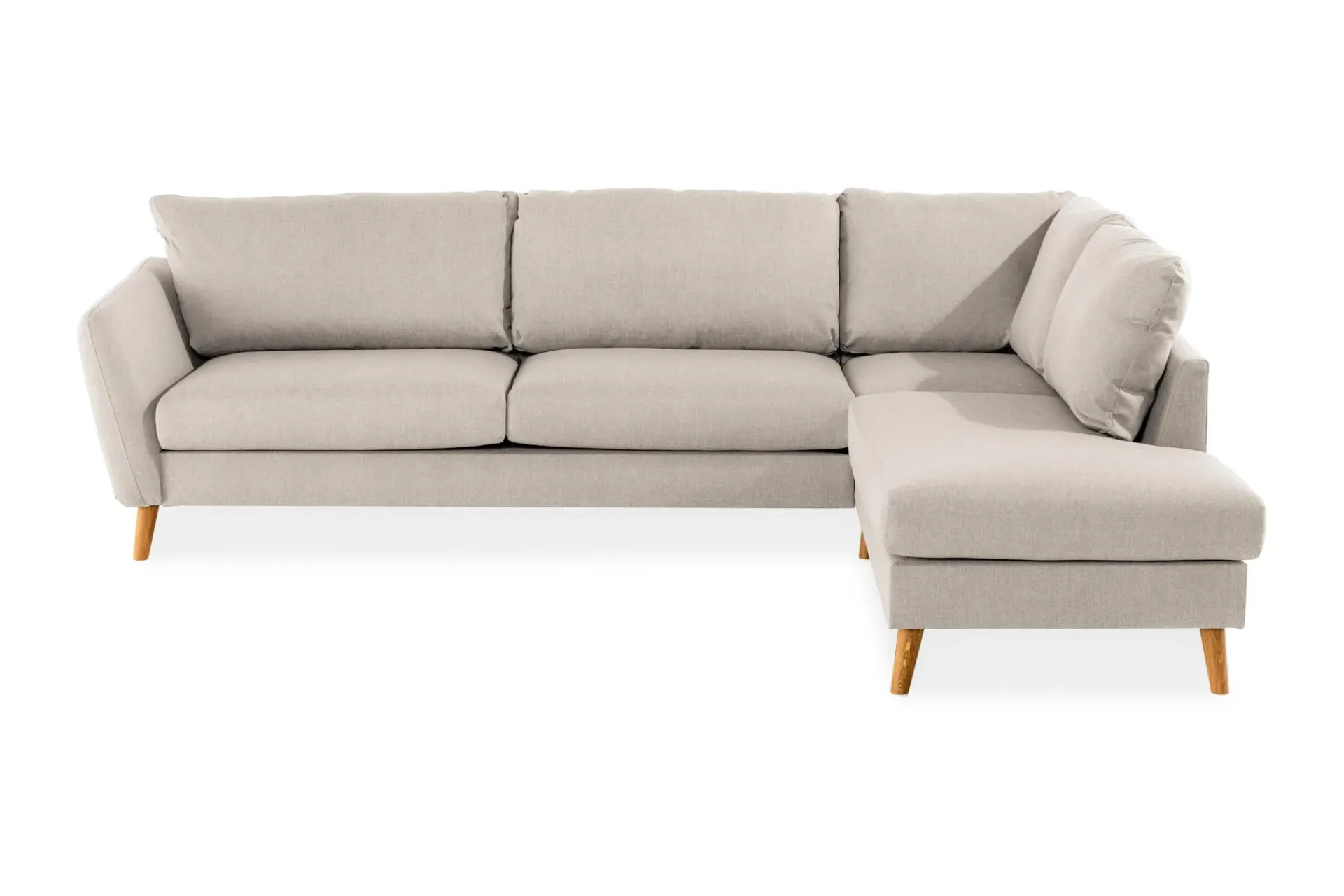 Scandi Days Sofa Med Sjeselong-Trend 4-seters Høyrevendt L-formet Sjeselongsofa i Stoff 280 cm bred Beige
