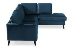 Scandi Days Sofa Med Sjeselong-Trend 4-seters Høyrevendt L-formet Sjeselongsofa i Fløyel Blå