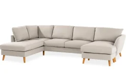 Scandi Days U-Sofa-Trend 4-seters Venstrevendt U-formet Sofa med Divan og Sjeselong i Stoff Beige