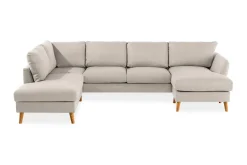 Scandi Days U-Sofa-Trend 4-seters Venstrevendt U-formet Sofa med Divan og Sjeselong i Stoff Beige
