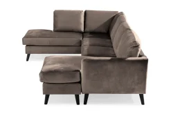 Scandi Days Velour Sofa & Fløyel Sofa|U-Sofa-Trend 4-seters Venstrevendt U-formet Sofa med Divan og Sjeselong i Fløyel Brun