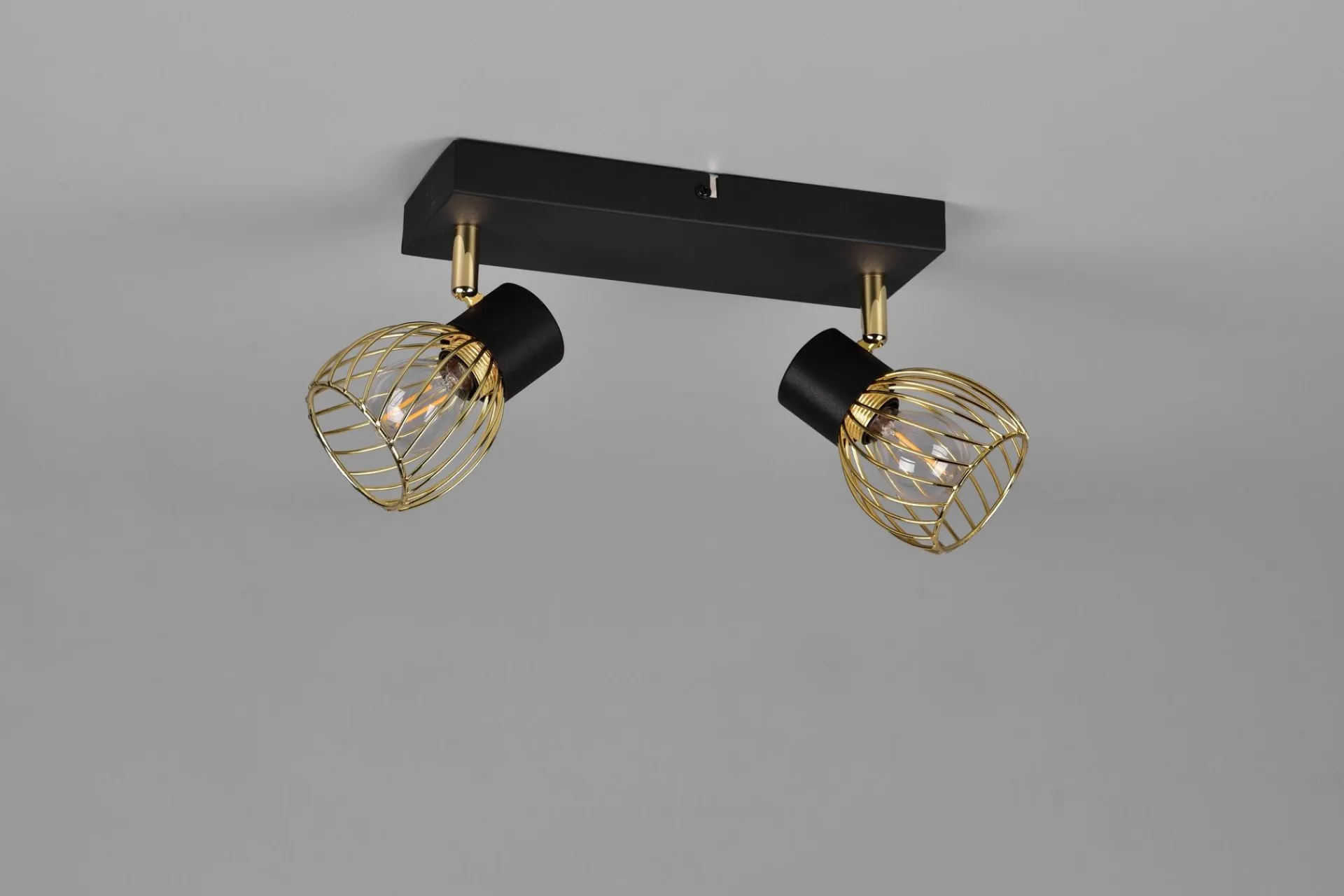 Trio Lighting Ardon Spotlight 2L E14 matt svart/ polert messing