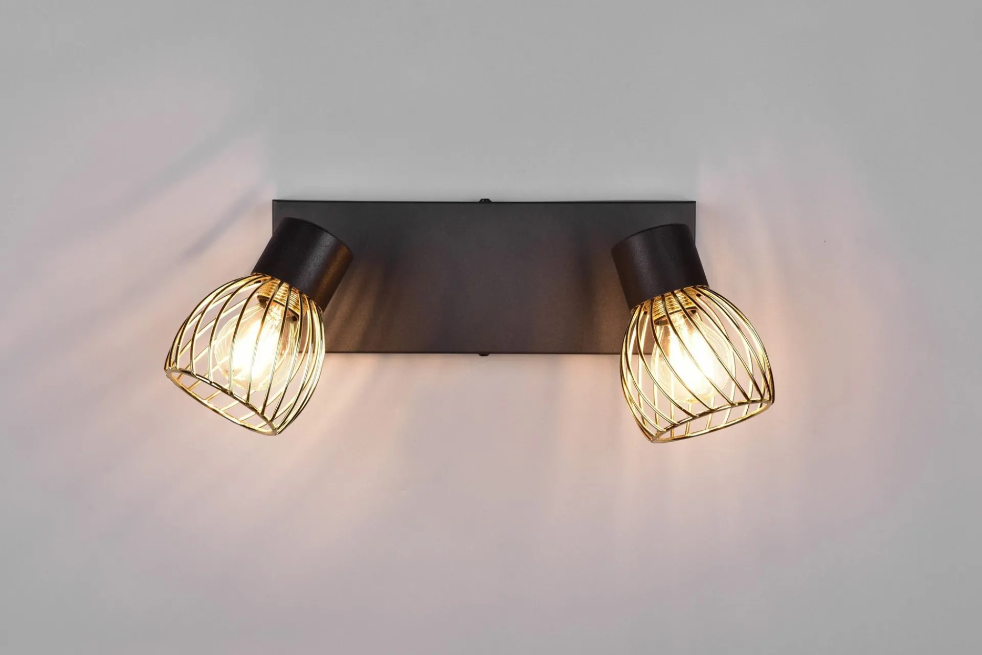 Trio Lighting Ardon Spotlight 2L E14 matt svart/ polert messing