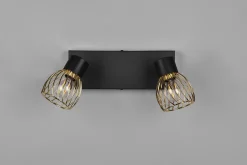 Trio Lighting Ardon Spotlight 2L E14 matt svart/ polert messing