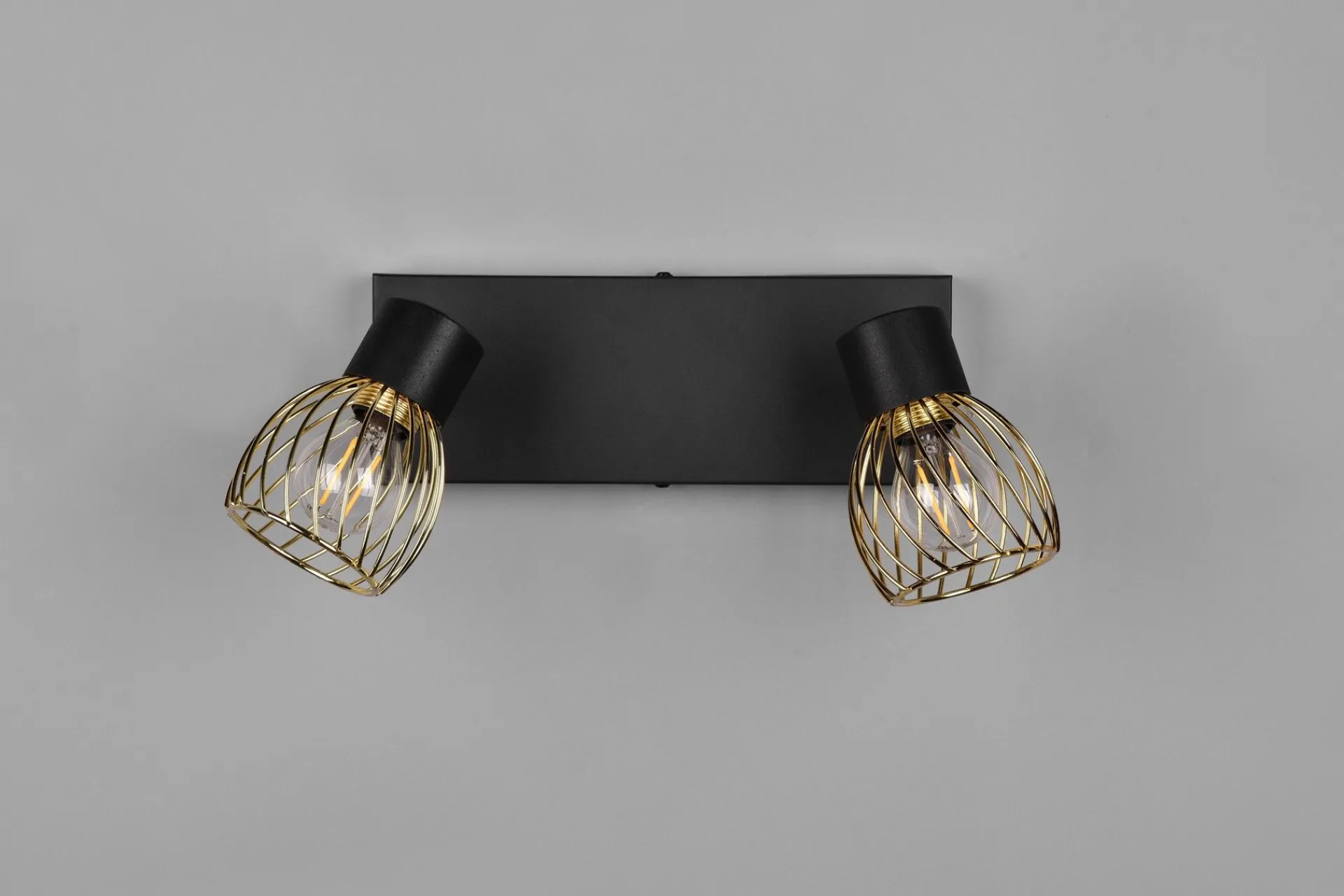 Trio Lighting Ardon Spotlight 2L E14 matt svart/ polert messing